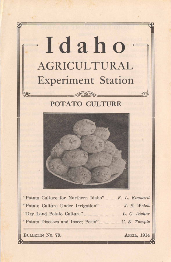 67 p., University of Idaho Agricultural Experiment Station, Bulletin No. 79, April 1914.