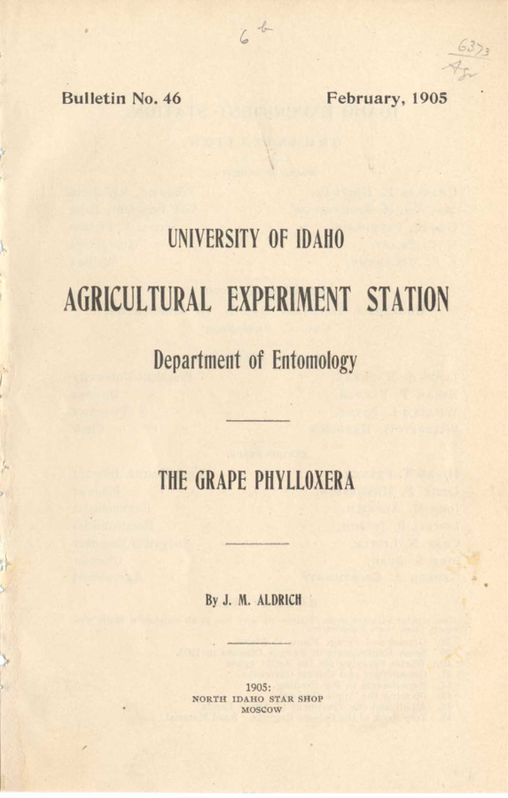 7 p., University of Idaho Agricultural Experiment Station, Bulletin No. 46 Feb. 1905
