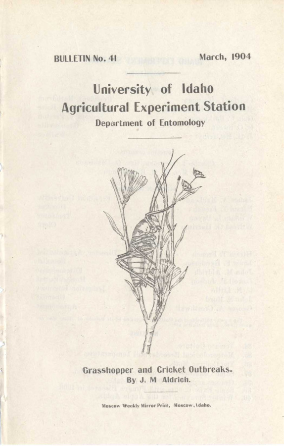 17 p., University of Idaho Agricultural Experiment Station, Bulletin No. 41 Dec. 1904