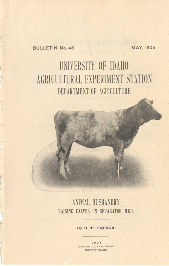 17 p., University of Idaho Agricultural Experiment Station, Bulletin No. 48 May 1905