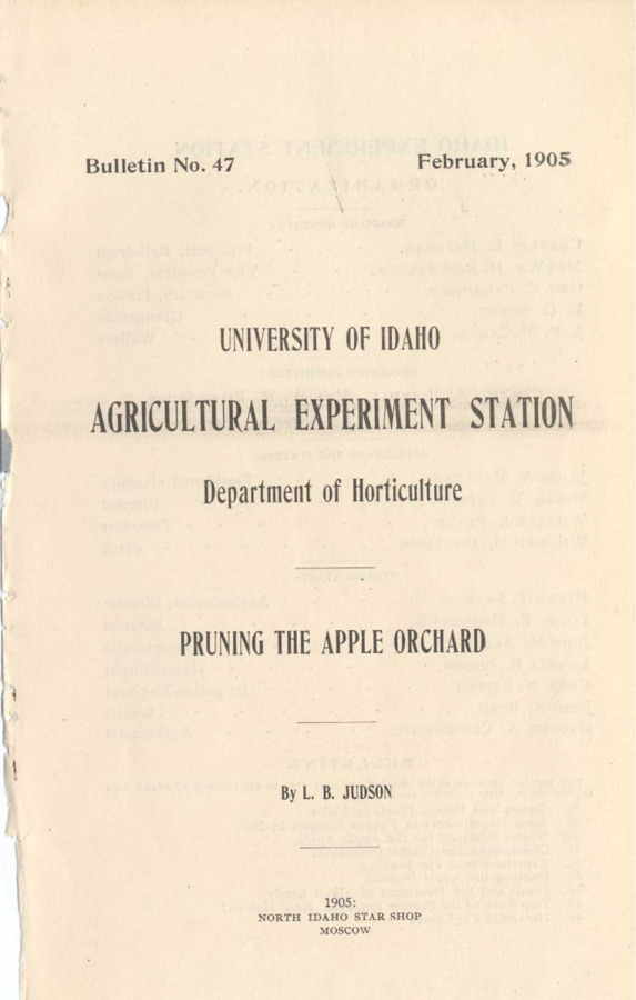 36 p., University of Idaho Agricultural Experiment Station, Bulletin No. 34 Dec. 1902