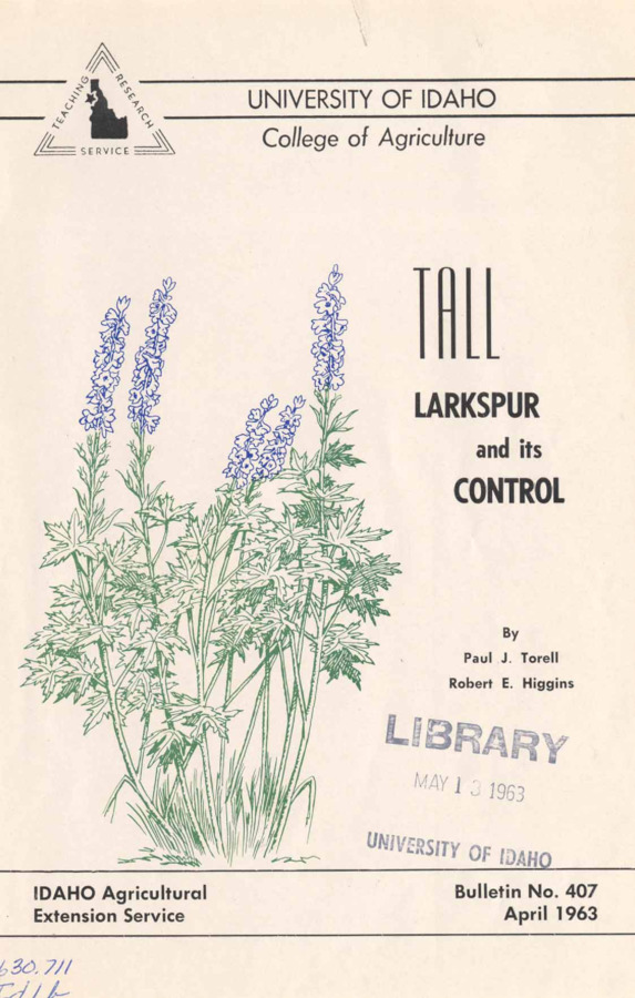 8 p., Tall Larkspur and its Control, Bulletin No. 407, April 1963