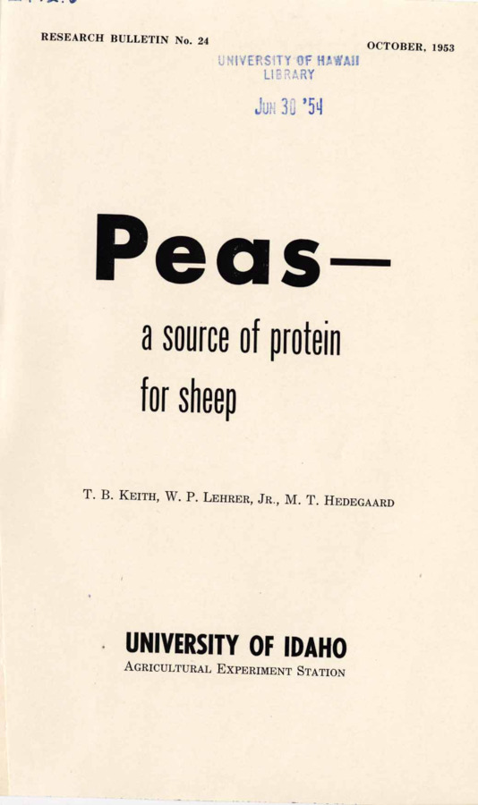 14 p., Idaho Agricultural Experiment Station, Research Bulletin No. 24, October 1953.