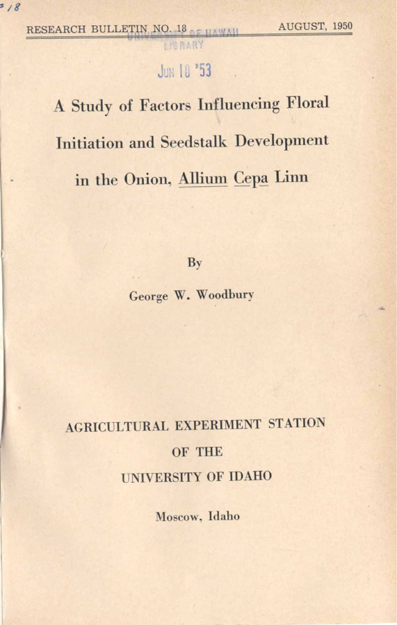 26 p., Idaho Agricultural Experiment Station, Research Bulletin No. 18, October 1950.