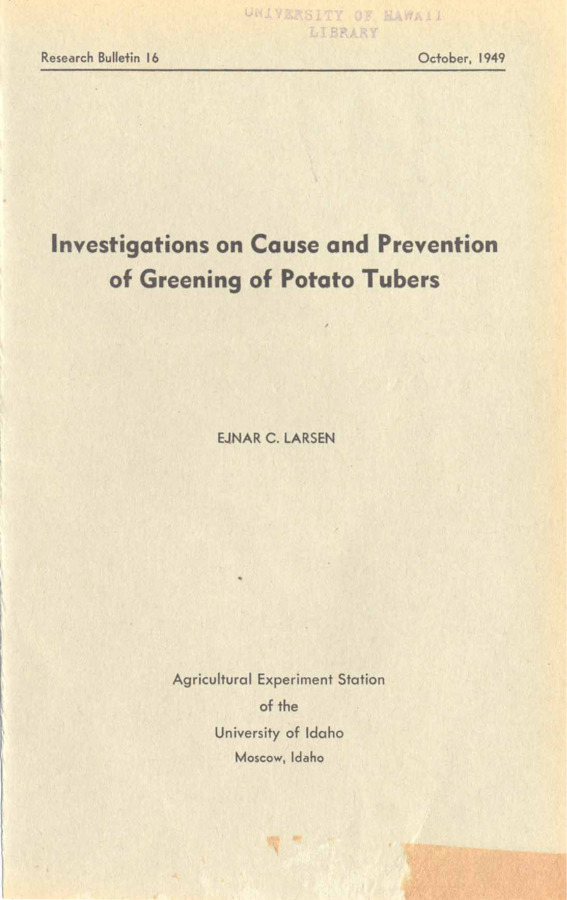 32 p., Idaho Agricultural Experiement Station, Research Bulletin No. 16, October 1949.