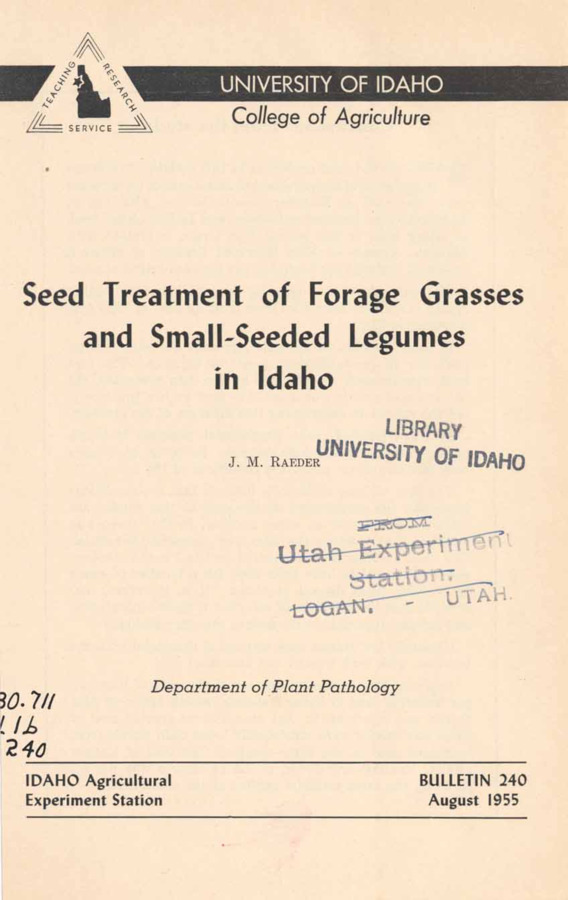 11p., Idaho Agriculture Extension Service, Bulletin No. 240, August 1955