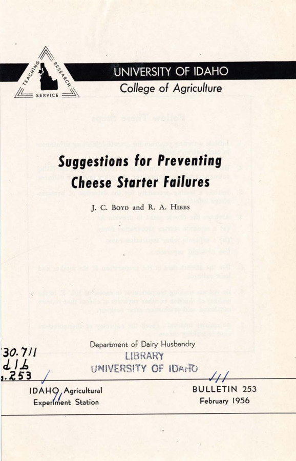 20p., Idaho Agriculture Extension Service, Bulletin No. 253, February 1956