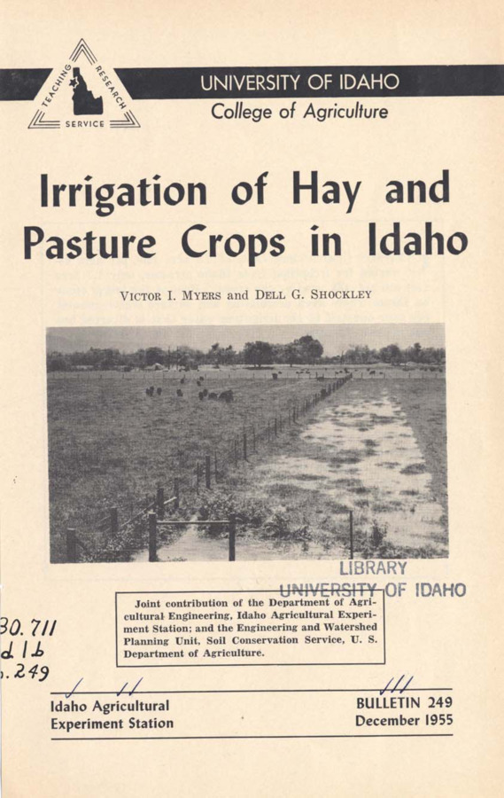 28p., Idaho Agriculture Extension Service, Bulletin No. 249, December 1955