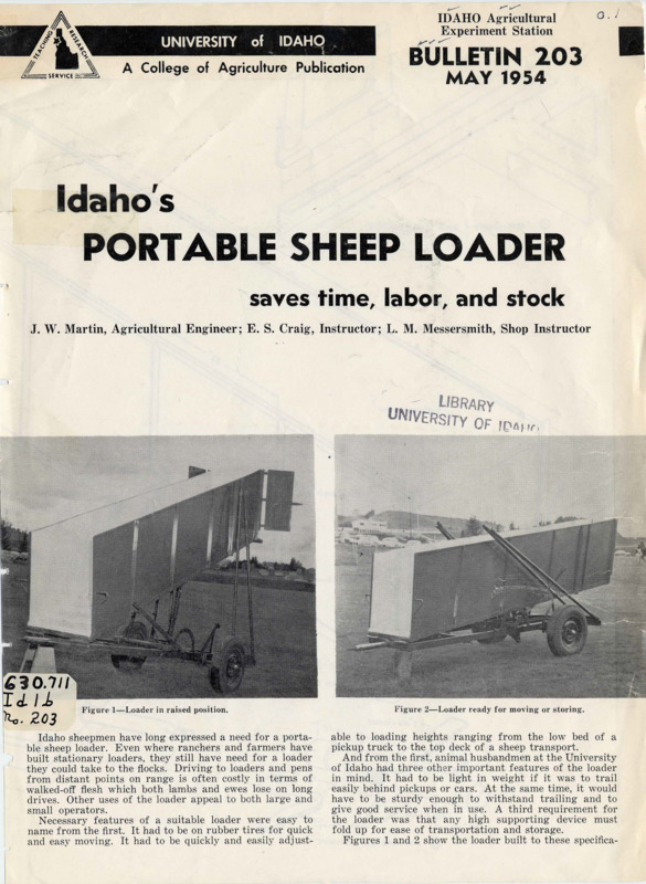 4 p.,  Idaho Agricultural Experiment Station, Bulletin 203, May 1954.