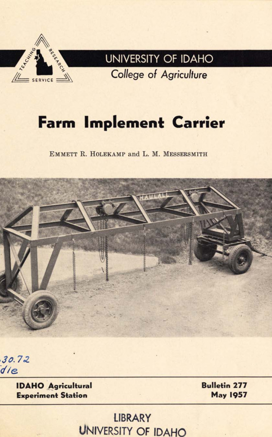 08p., Idaho Agriculture Extension Service, Bulletin No. 277, May 1957