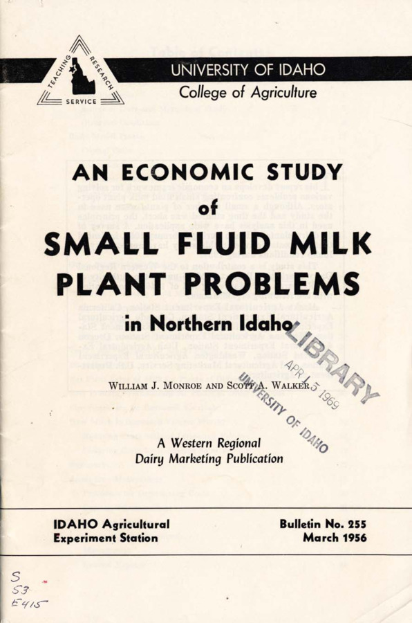 43p., Idaho Agriculture Extension Service, Bulletin No. 255, March 1956