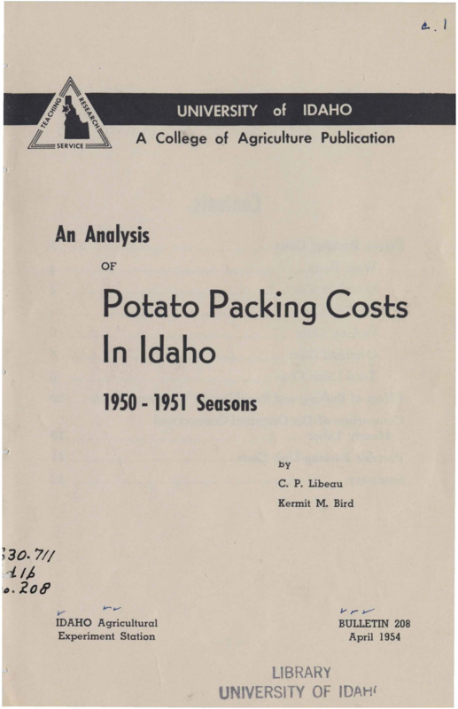 19 p.,  Idaho Agricultural Experiment Station, Bulletin 208, April 1954.