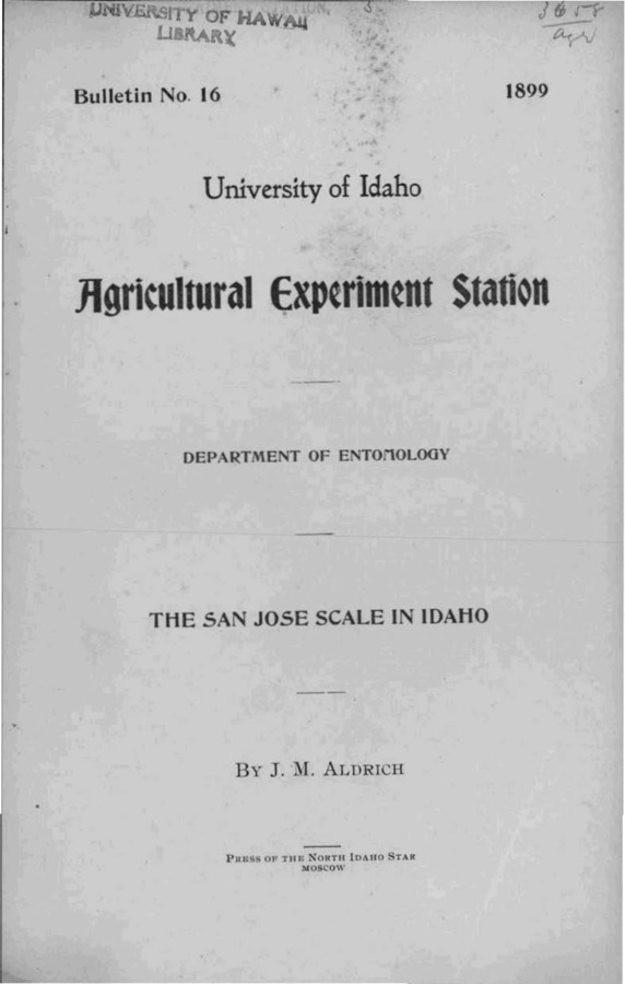 Idaho Agricultural Experiment Station,  Bulletin No. 016, 1899