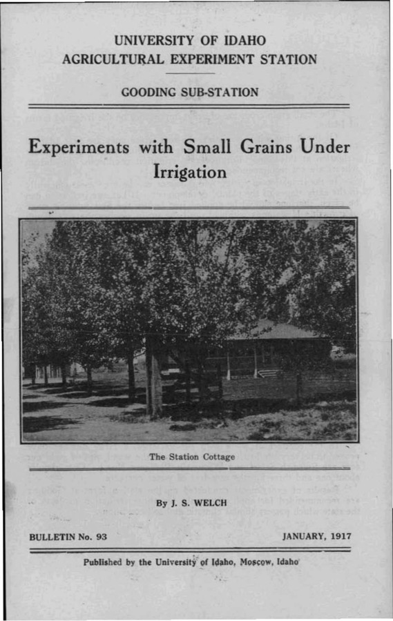 Idaho Agricultural Experiment Station,  Bulletin No. 093, 1917