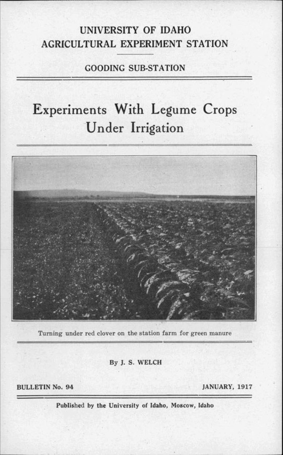 Idaho Agricultural Experiment Station,  Bulletin No. 094, 1917