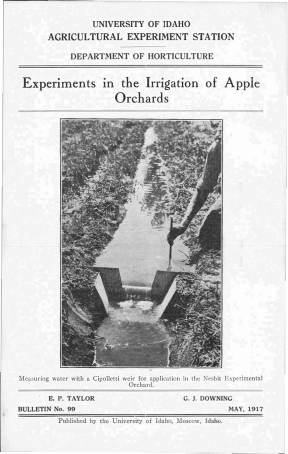 Idaho Agricultural Experiment Station,  Bulletin No. 099, 1917