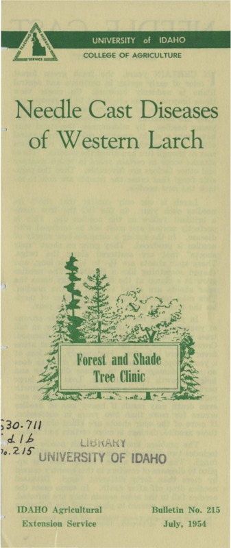 6 p.,  Idaho Agricultural Extension Service, Forest and Shade Tree Clinic, Bulletin 215, July 1954.