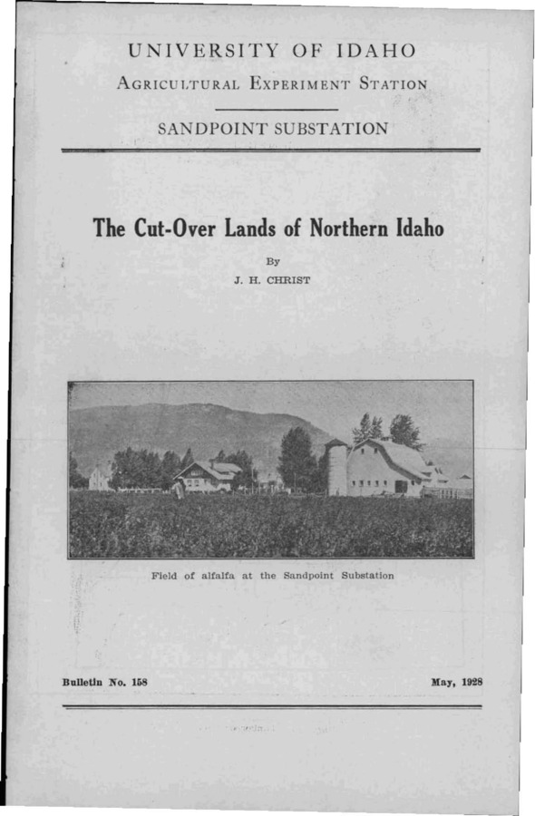 Idaho Agricultural Experiment Station,  Bulletin No. 158, 1928