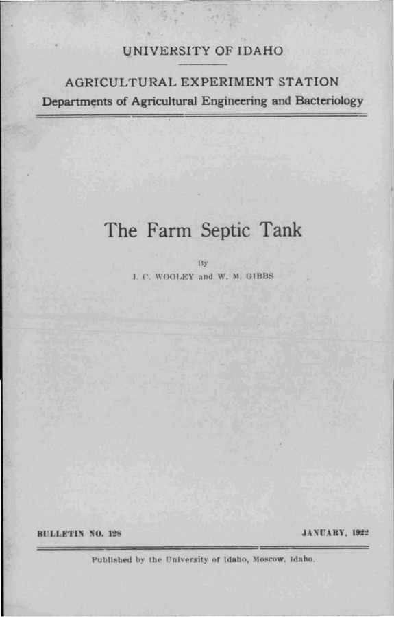 Idaho Agricultural Experiment Station,  Bulletin No. 128, 1922
