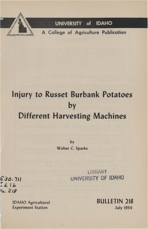 24 p.,  Idaho Agricultural Experiment Station, Bulletin 218, July 1954.