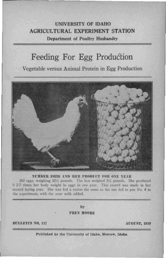 Idaho Agricultural Experiment Station,  Bulletin No. 117, 1919