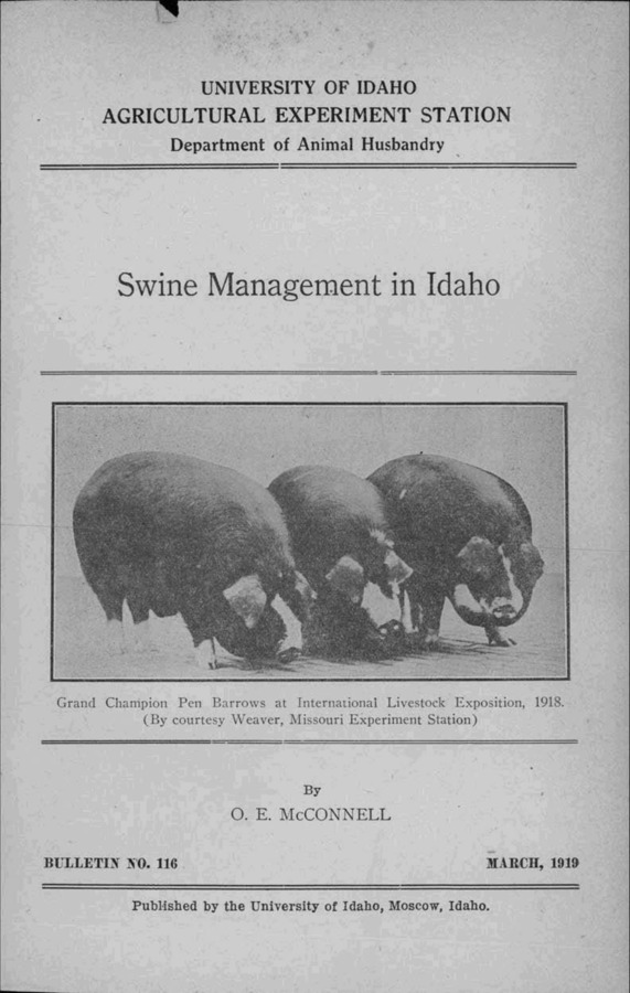 Idaho Agricultural Experiment Station,  Bulletin No. 116, 1919