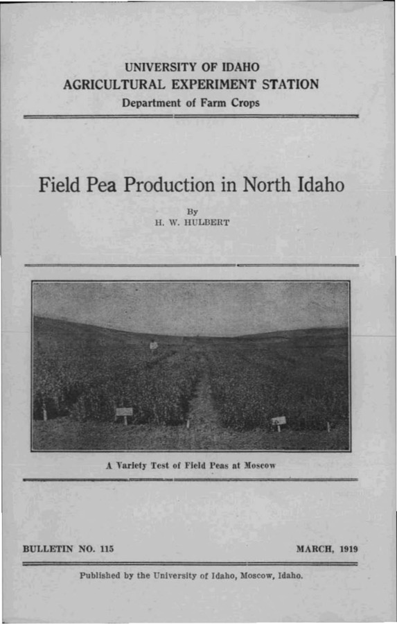 Idaho Agricultural Experiment Station,  Bulletin No. 115, 1919