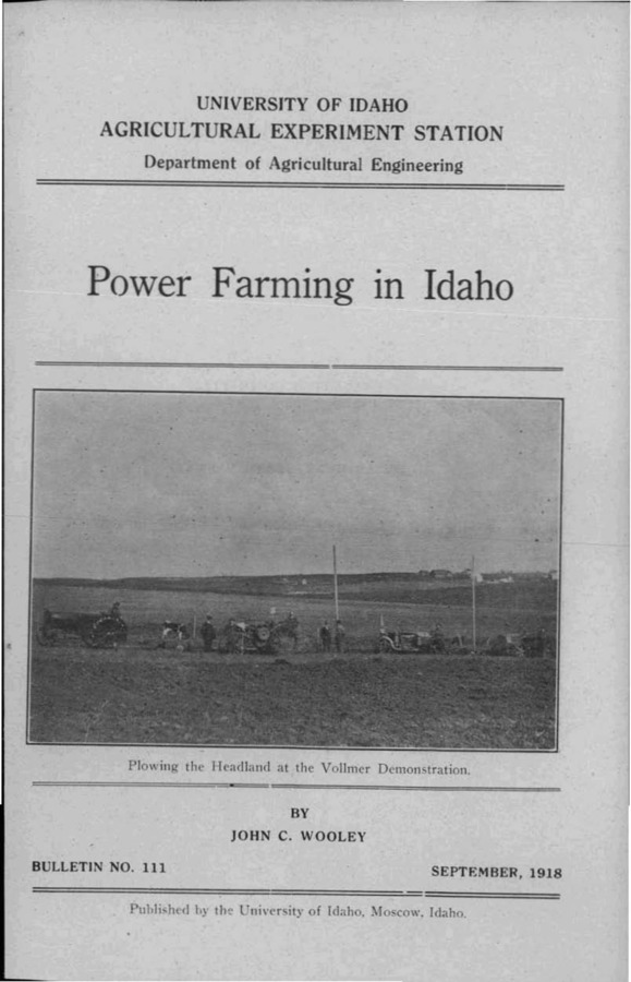 Idaho Agricultural Experiment Station,  Bulletin No. 111, 1918