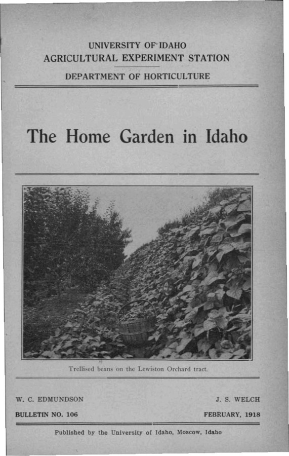 Idaho Agricultural Experiment Station,  Bulletin No. 106, 1918