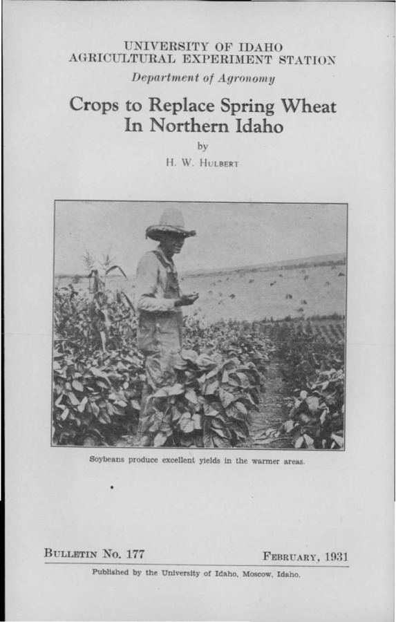 Idaho Agricultural Experiment Station,  Bulletin No. 177, 1931