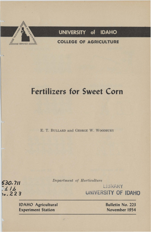12 p.,  Idaho Agricultural Experiment Station, Bulletin 223, November 1954.