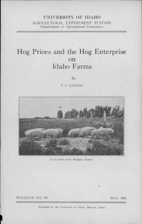 Idaho Agricultural Experiment Station,  Bulletin No. 191, 1932