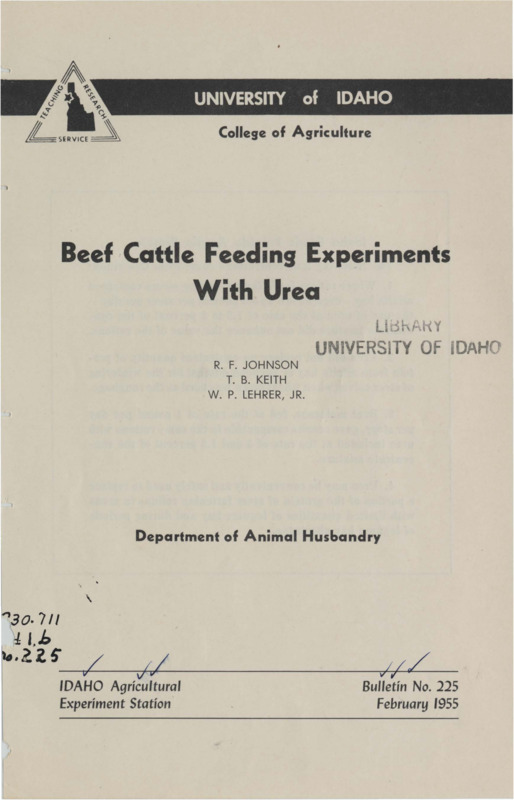 8 p., Idaho Agricultural Experiment Station, Bulletin 225, February 1955.