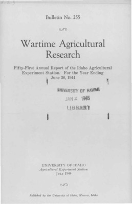 Idaho Agricultural Experiment Station,  Bulletin No. 255, 1944