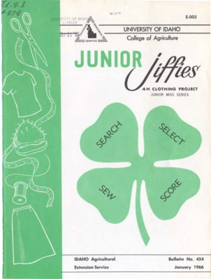 Bulletin no. 454 Moscow, Idaho :University of Idaho, College of Agriculture,1966.  [prepared by Esther Nystrom].  12 p. :ill. ;28 cm.  ""4-H clothing project.""