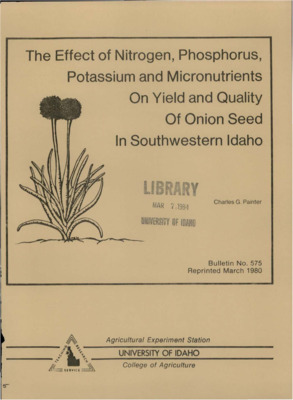 Bulletin no. 575 Moscow, Idaho :University of Idaho, College of Agriculture,1977.  Charles G. Painter.  6 p. :ill. ;28 cm.  Cover title.
