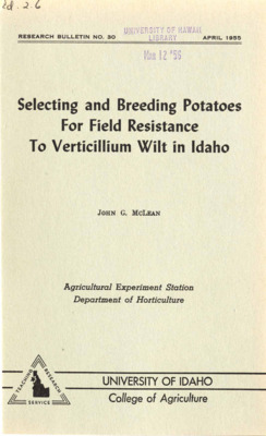 20 p., Idaho Agricultural Experiment Station, Research Bulletin No. 30, April 1955.