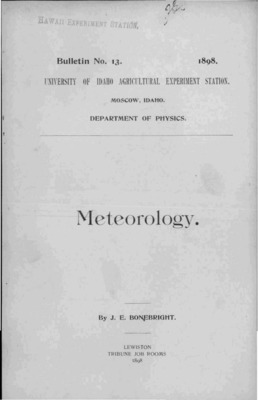 Idaho Agricultural Experiment Station,  Bulletin No. 013, 1898