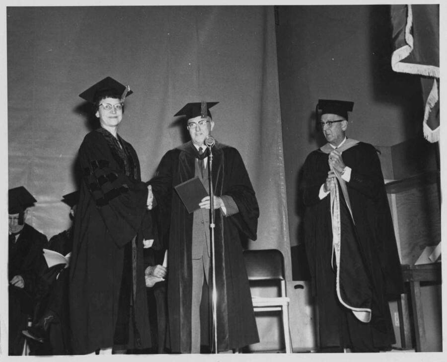 Florence Aller receives the first Doctor of Education given at the University of Idaho.