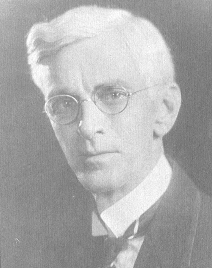 Caption reads: 'President Ernest Hiram Lindley, 1917 - 1920, This sepia print, intended to last at least fifty years, is one of the seven university presidents which Geoffrey Coope made in the early spring of 1930 (copy).' Portrait.