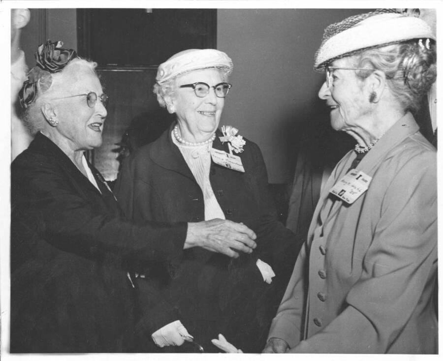 Margaret Bryan McCallie with Carrie Tomer Hayes (Class of 1901) and Mary C. McFarland Wahl (Class of 1905).