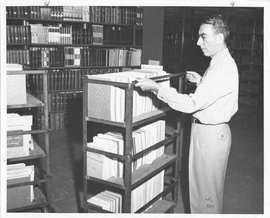 University of Idaho Librarian (1948 - 1967), moving into the new library building (1957). Portrait.