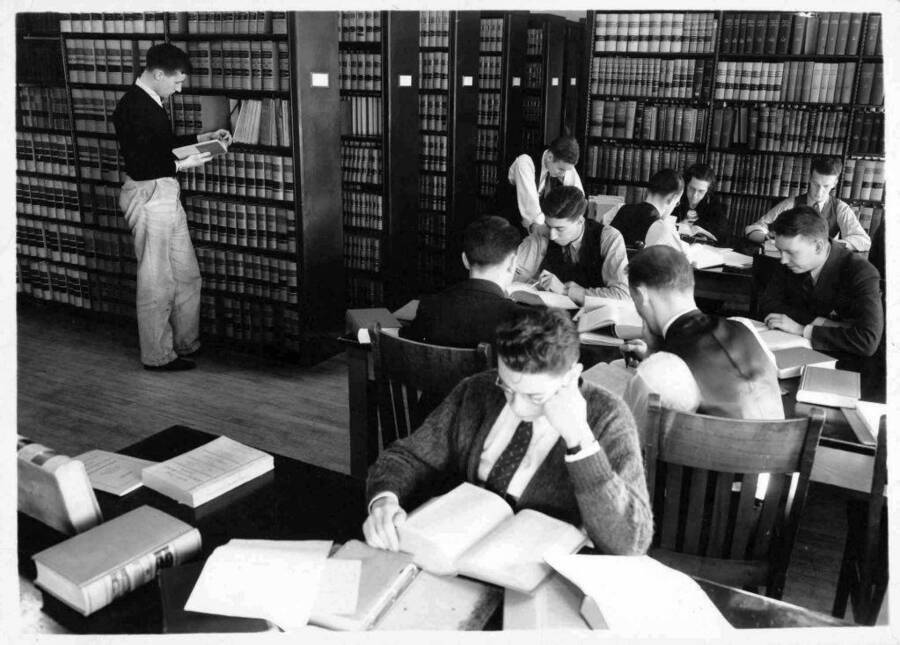 Students studying at the Law Library.