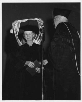 Inez Robb receiving Honorary Doctorate of Literature degree.
