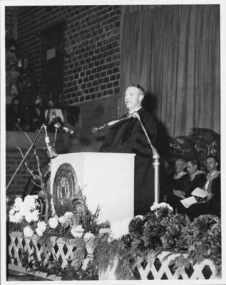 Governor Jordan speaking at commencement.