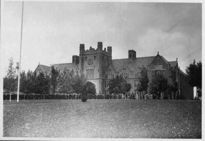 Commencement procession outside the Administration Building.
