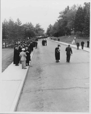 Lining up for the procession to Memorial Gym.