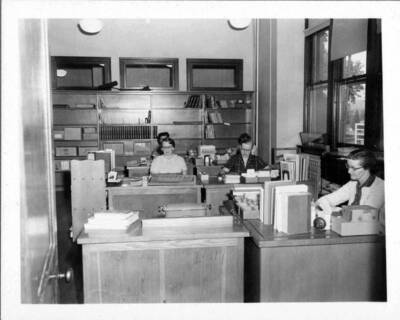 People working in the Technical Services department in the University of Idaho Library.