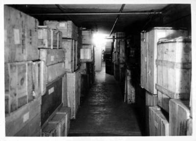 Basement storage of the library.