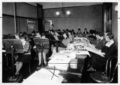 Students working in a Home Economics design class.